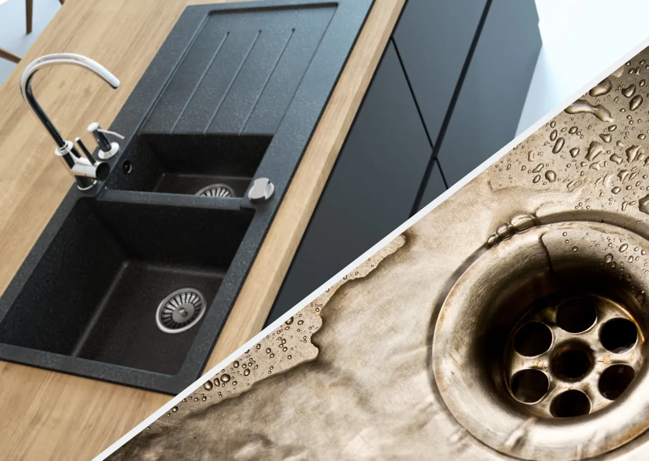 Materiał zlewu kuchennego granit stal