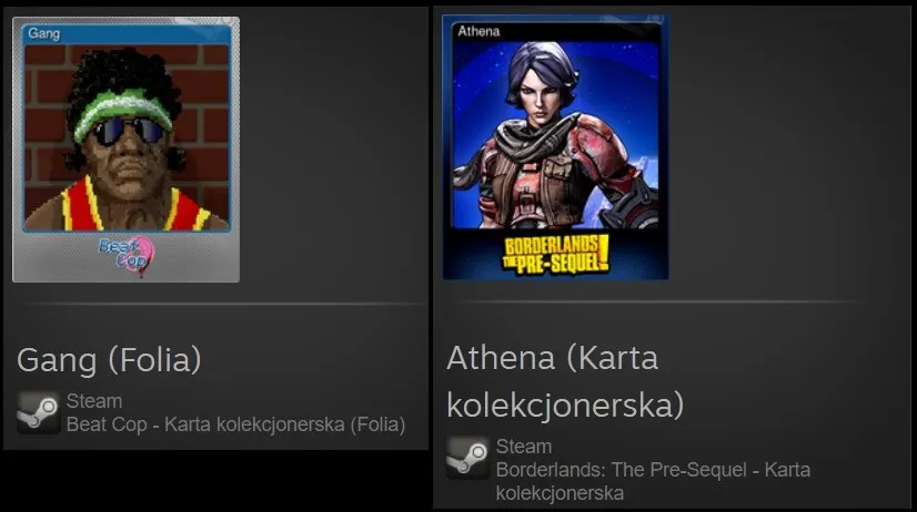 Steam karty kolekcjonerskie przykład