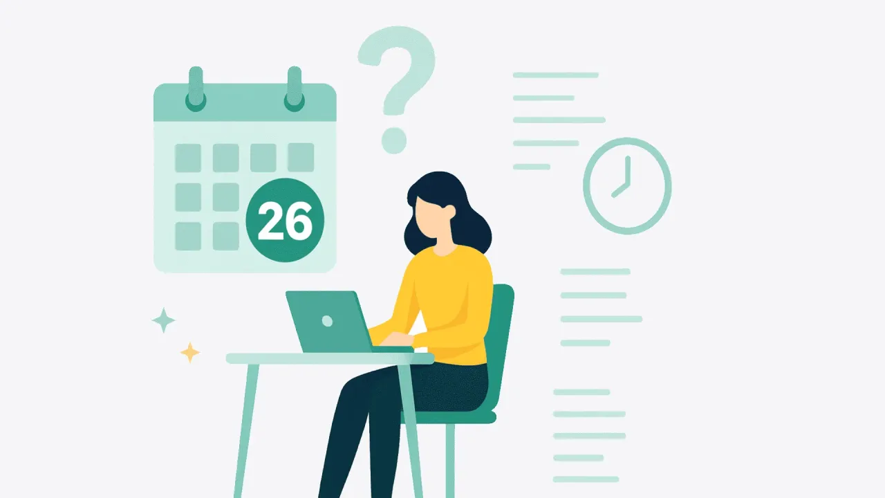 osoba z dyplomem i kalendarzem, symbolizujące urlop i staż pracy