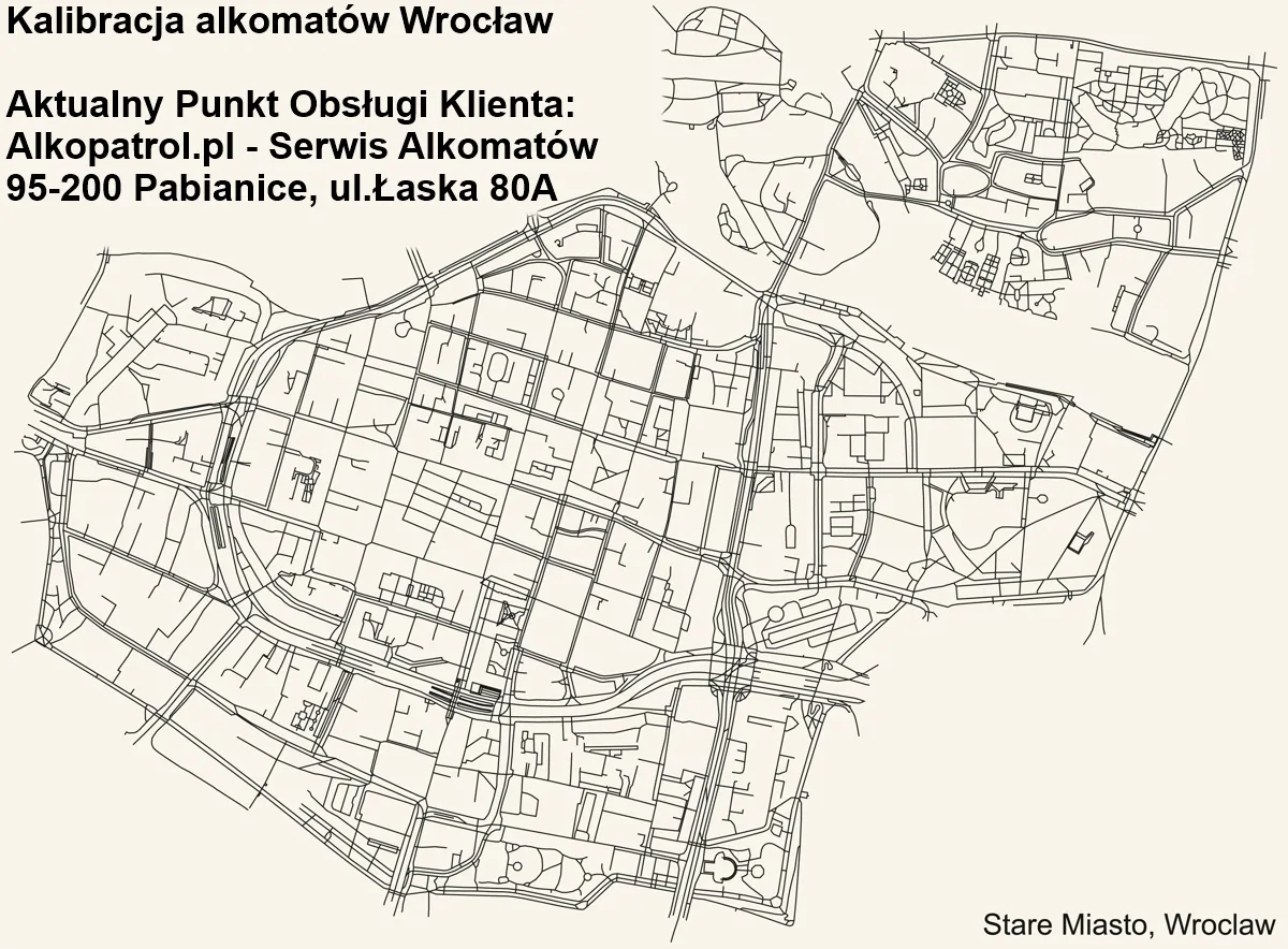 Mapa punktów serwisowych kalibracji alkomatów