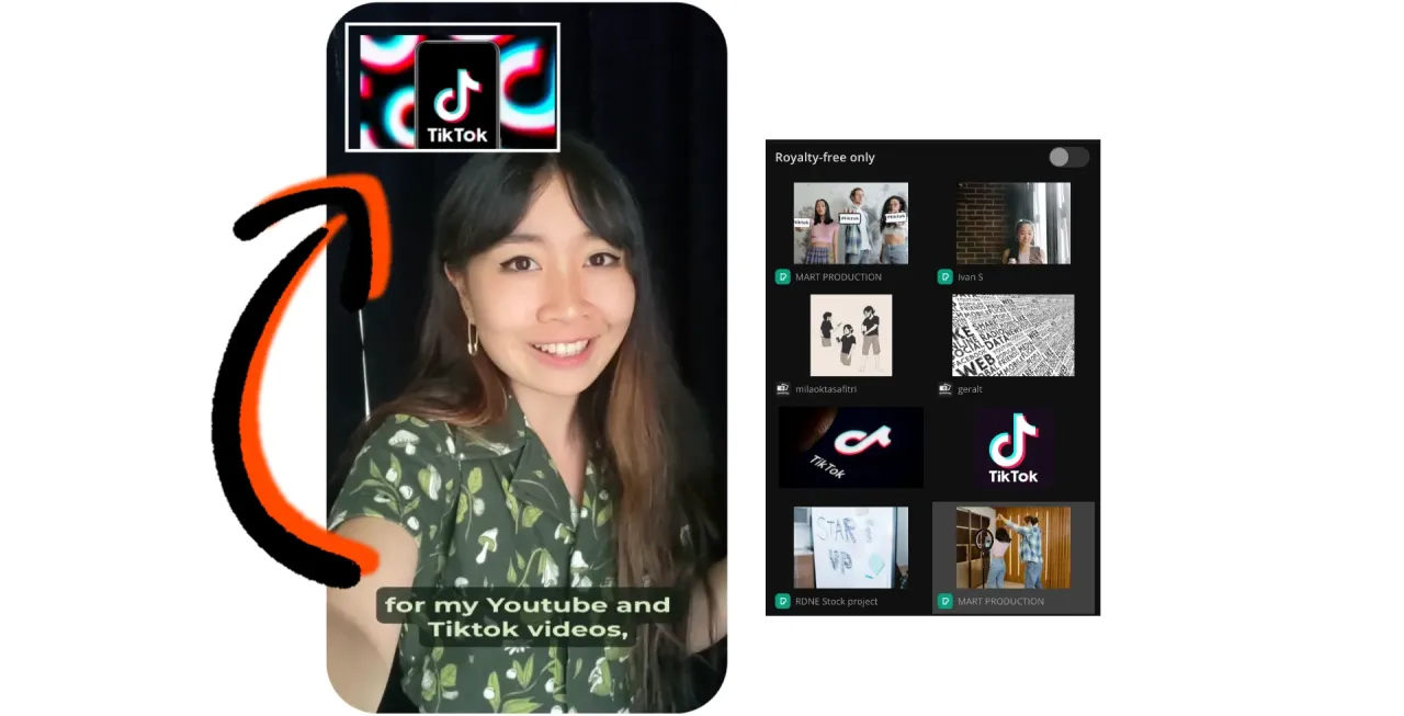 Kobieta uśmiecha się, a obok niej widać ekran z logo TikToka, sugerujący losowanie tematu do rozmowy na jej kanały.