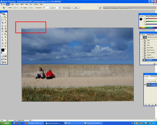 photoshop prostowanie horyzontu narzędzie kadrowanie linijka