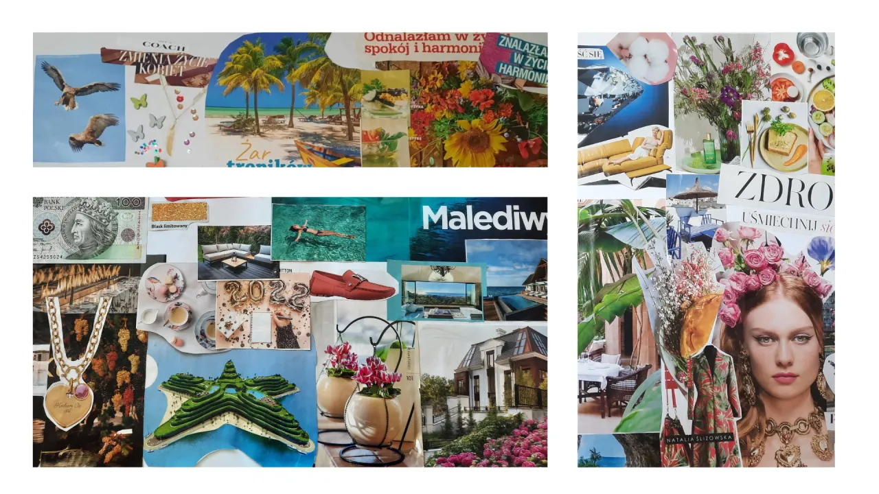 kolaż zdjęć przedstawiający coaching życiowy, zawodowy i biznesowy