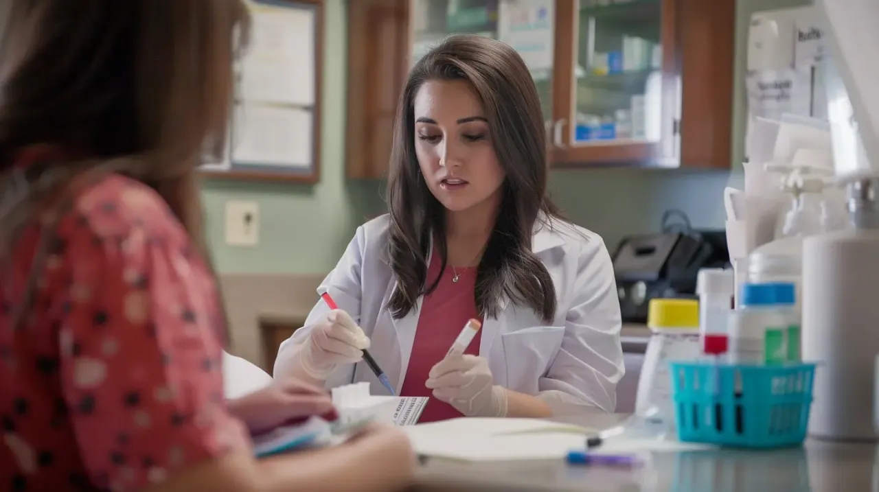 kobieta w ciąży w laboratorium