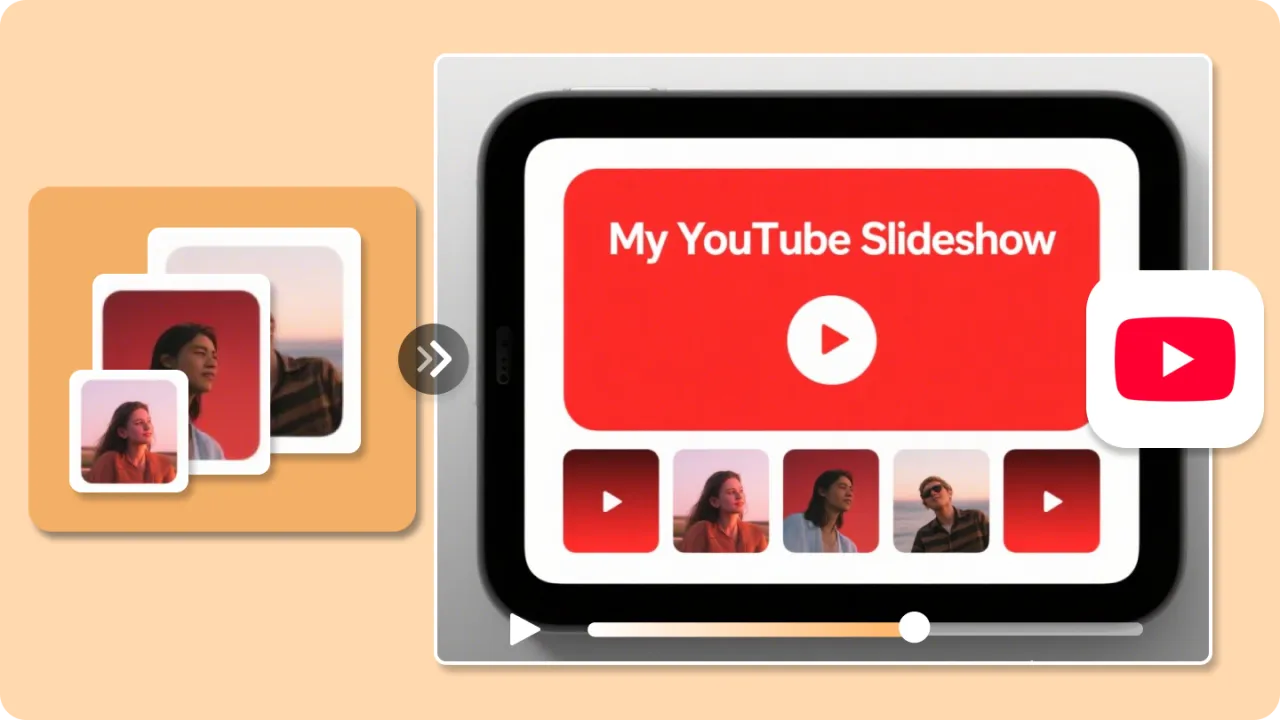 udostępnianie pokazu slajd&oacute;w, ikony medi&oacute;w społecznościowych, YouTube