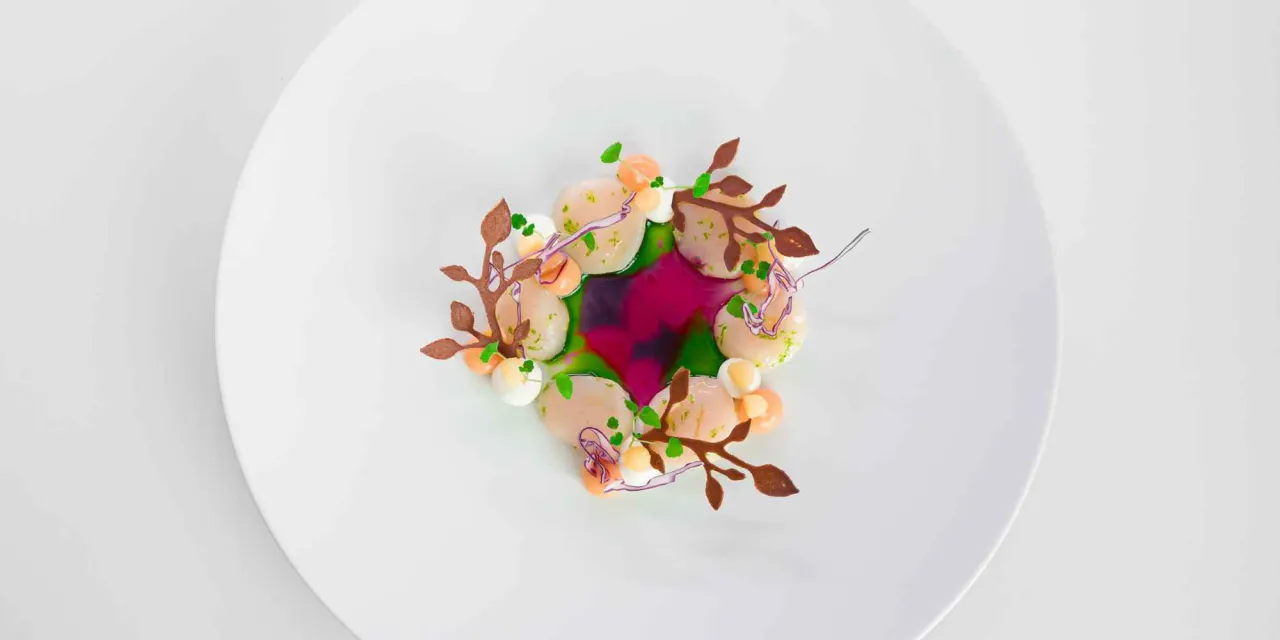 plat restaurant gastronomique moderne et coloré