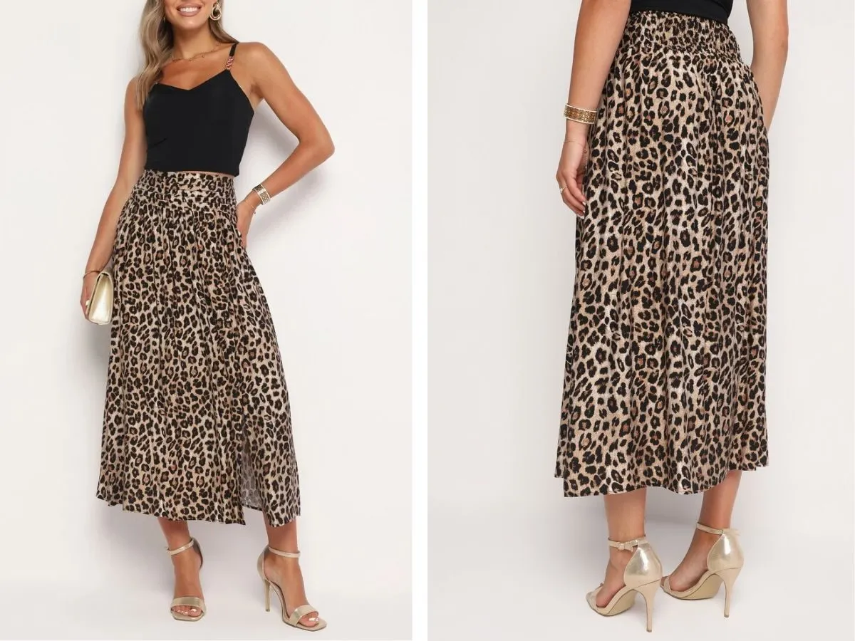 sp&oacute;dnica w panterkę i buty