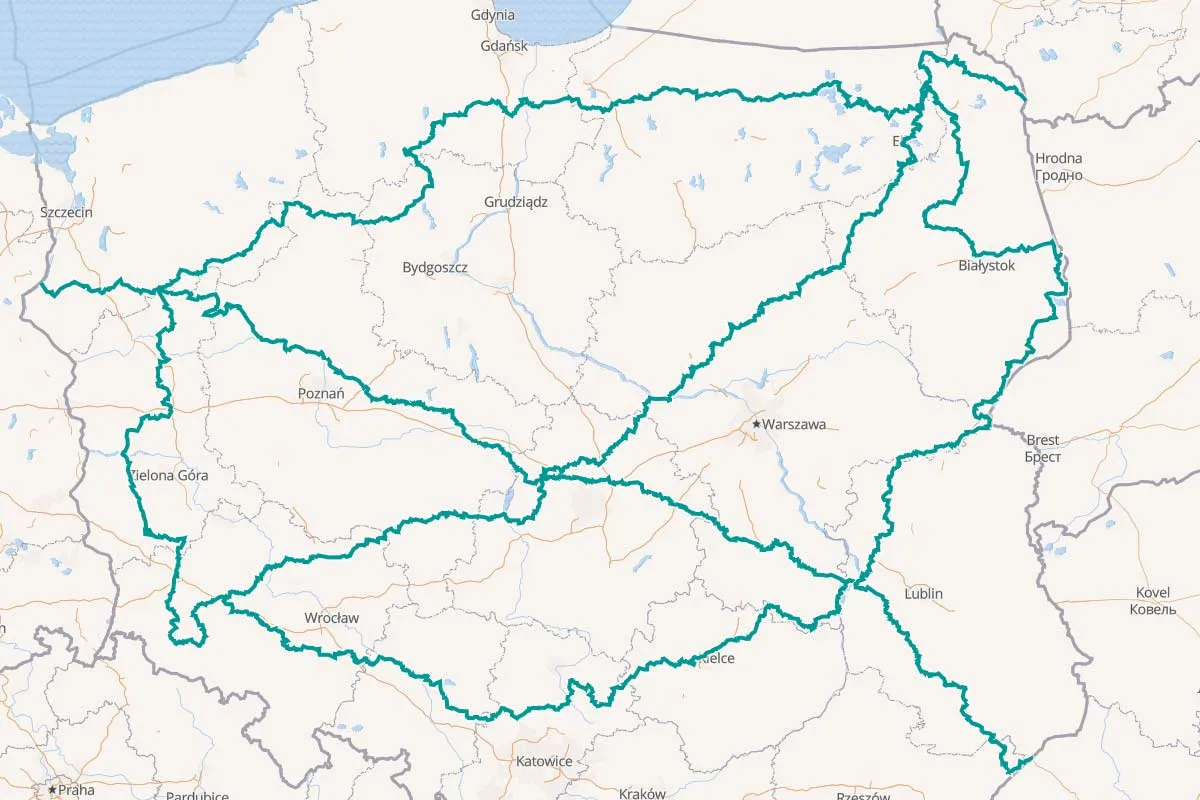 Mapa TET Polska lub motocykl na szutrowej drodze