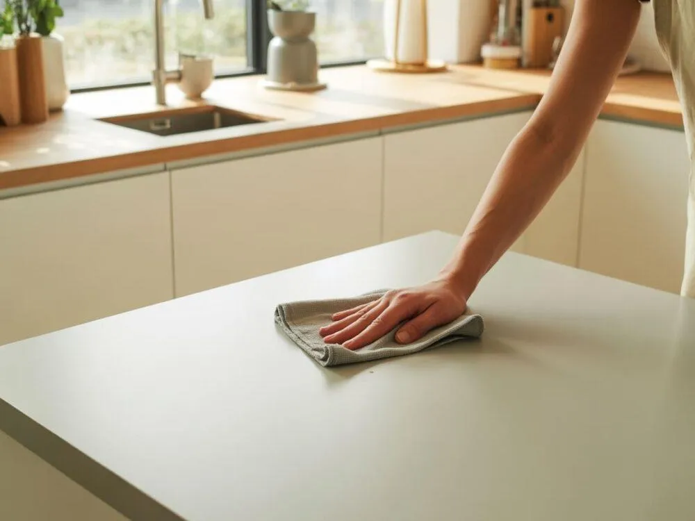 czyszczenie białych mebli kuchennych mikrofibrą