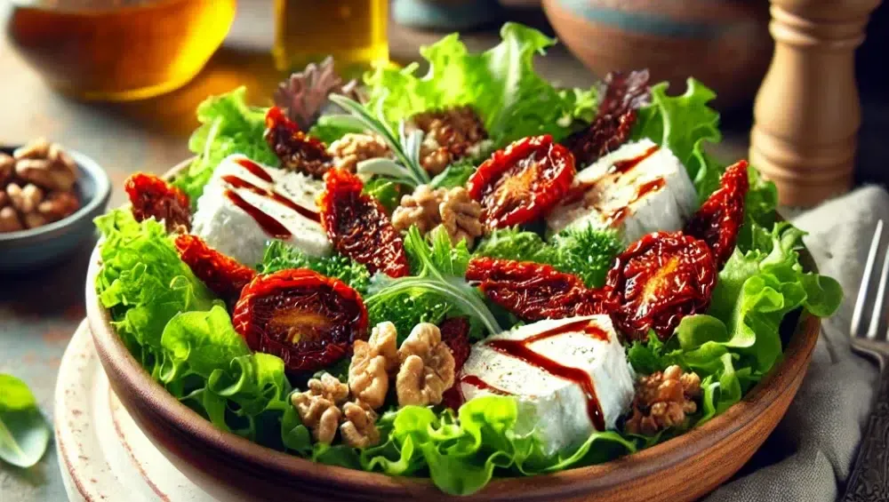 Sałatka z kozim serem i różnymi dodatkami