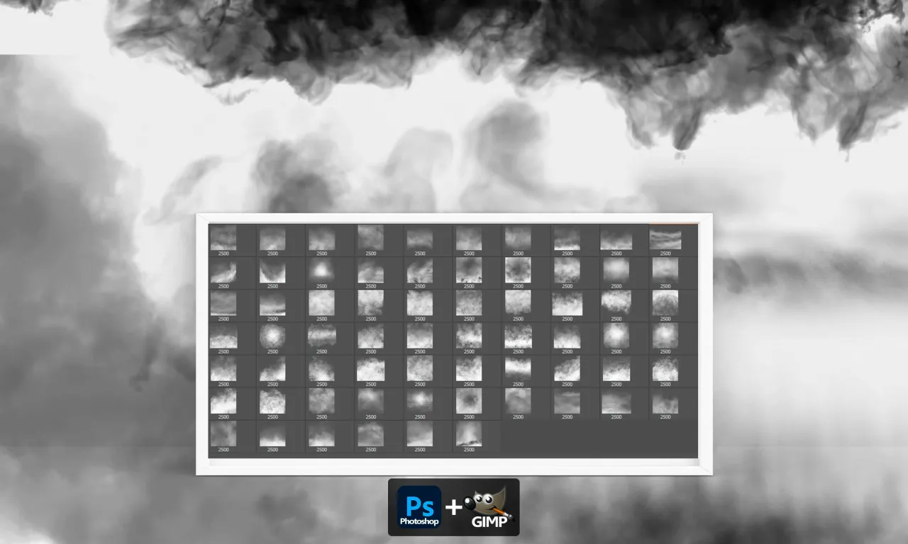 przykłady pędzli z dymu, chmur, logo, tekstur w photoshopie
