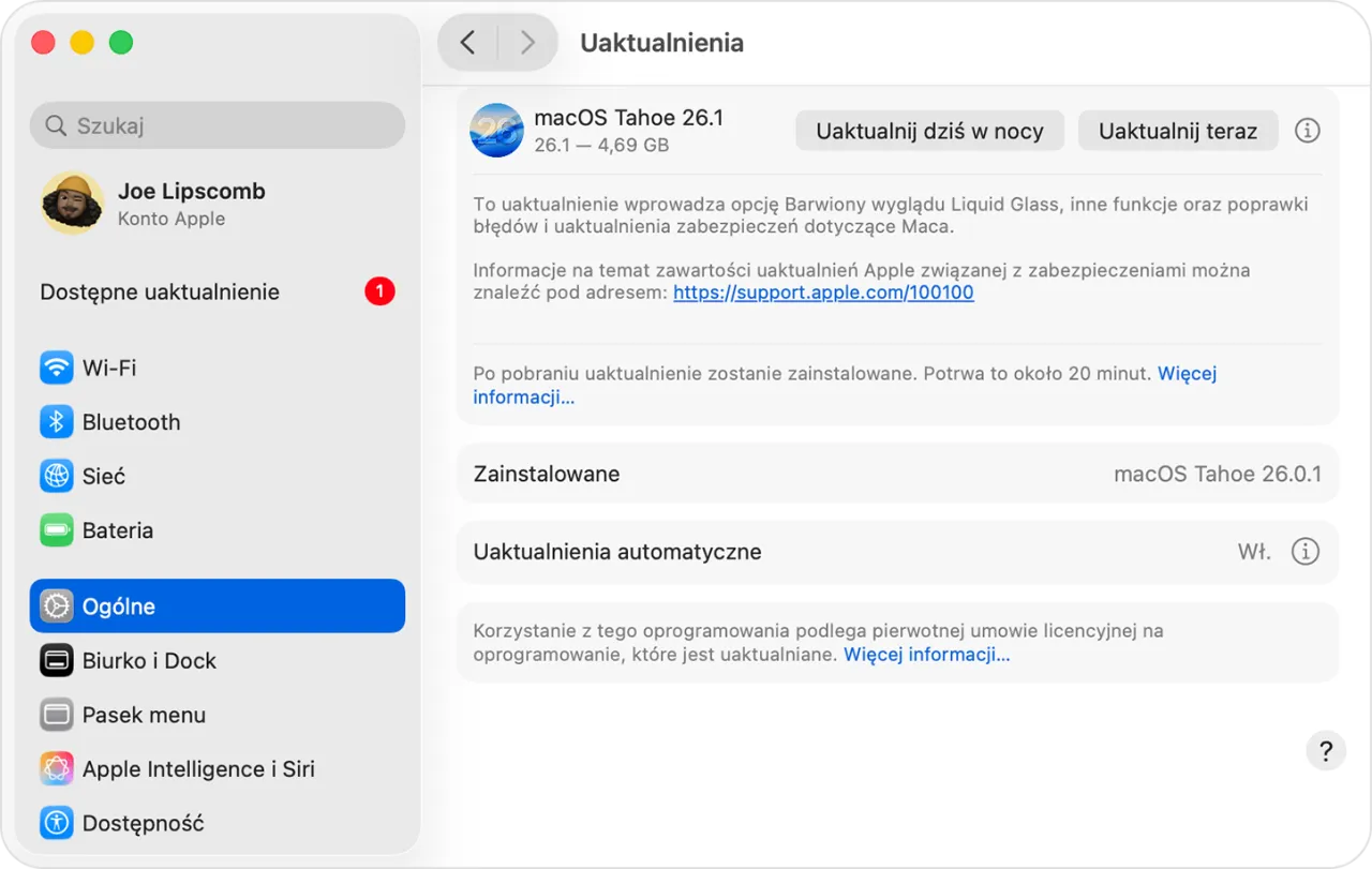 MacBook błąd aktualizacji macOS