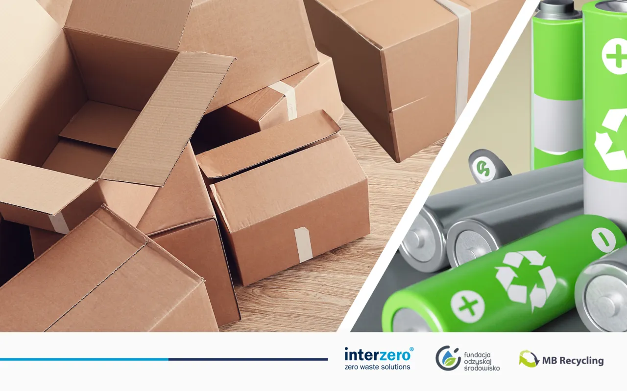 Problemowe odpady takie jak karton po mleku, żar&oacute;wka, bateria leżące obok siebie