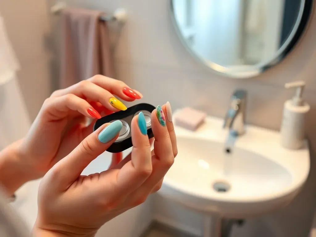 zdejmowanie soczewek długie paznokcie pęseta