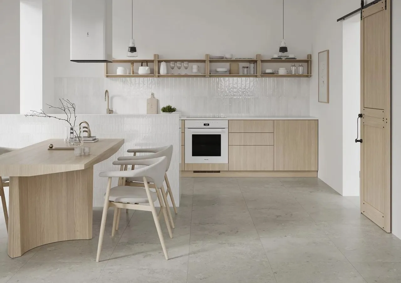 Nowoczesne płytki ceramiczne do białej kuchni