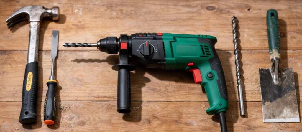 Młotek i przecinak do płytek vs młotowiertarka do skuwania