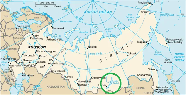 Mapa Jeziora Bajkał