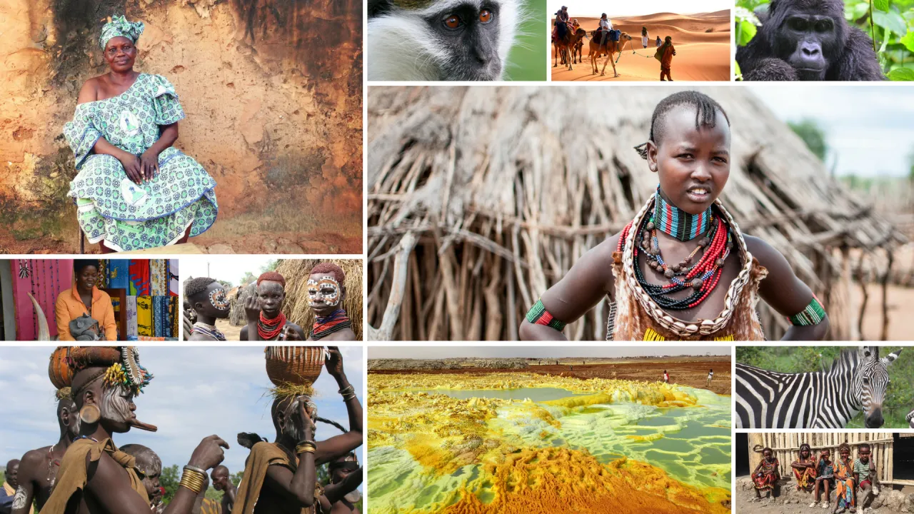 Popularne kierunki turystyczne Afryki kolaż