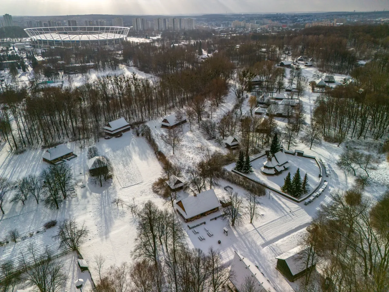 Skansen w Chorzowie widok z lotu ptaka