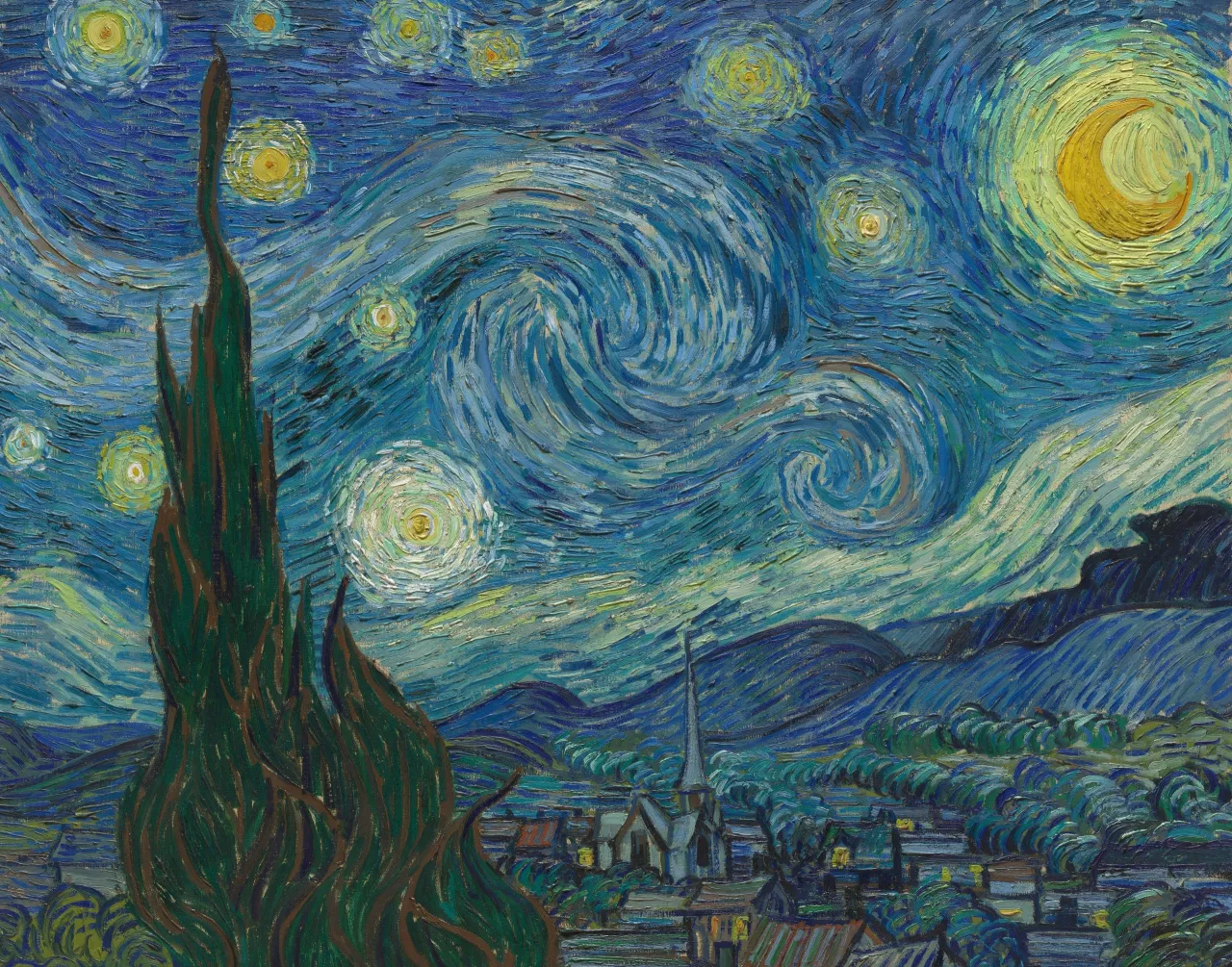 Van Gogh The Starry Night swirling sky detail