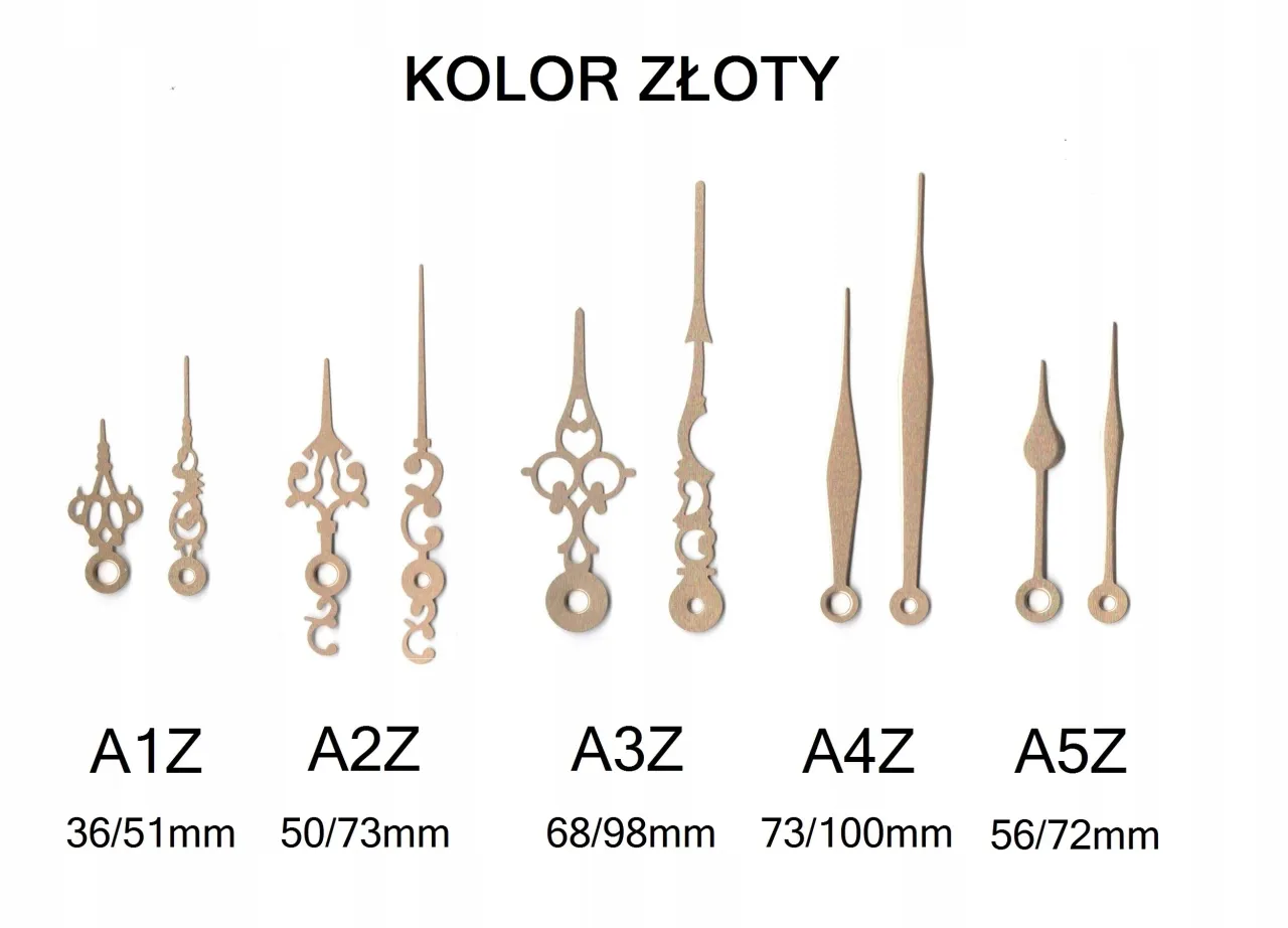 różne długości gwintu mechanizmu do zegara