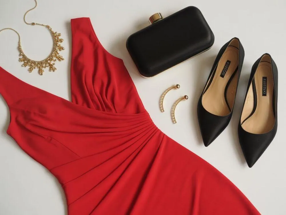 Błędy w doborze biżuterii do czerwonej sukienki przykłady