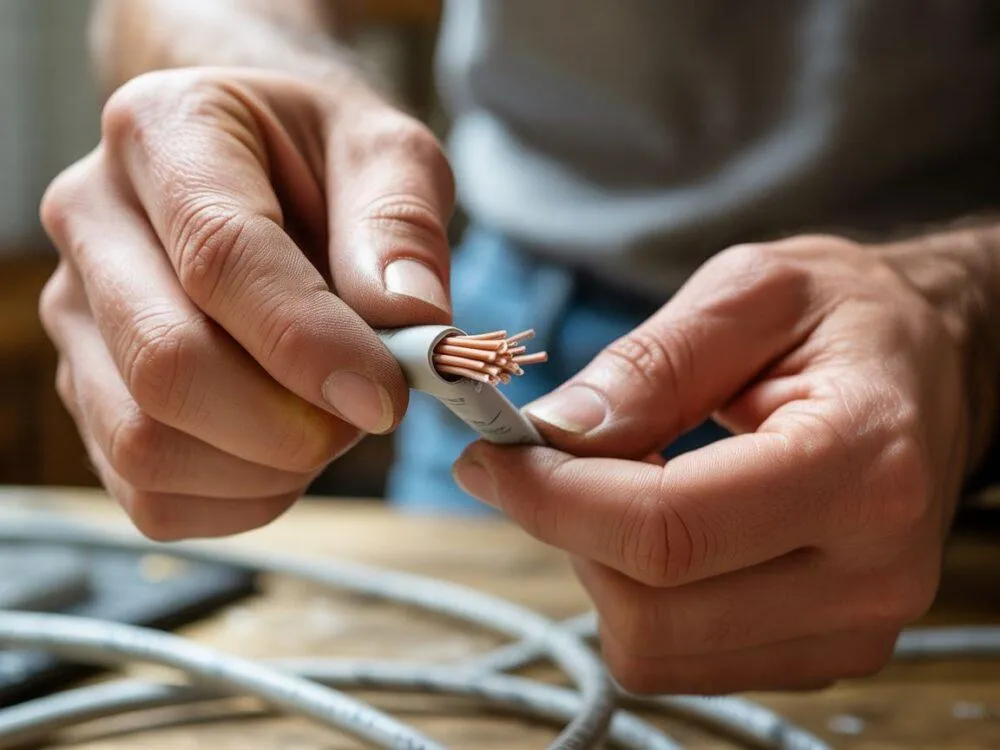 uszkodzona żyła miedziana nacięta