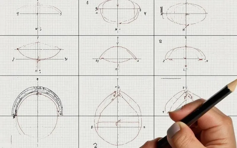 Schemat elipsy z opisanymi elementami