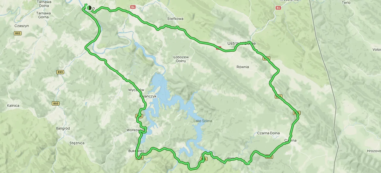 Mapa Pętli Bieszczadzkiej motocyklem
