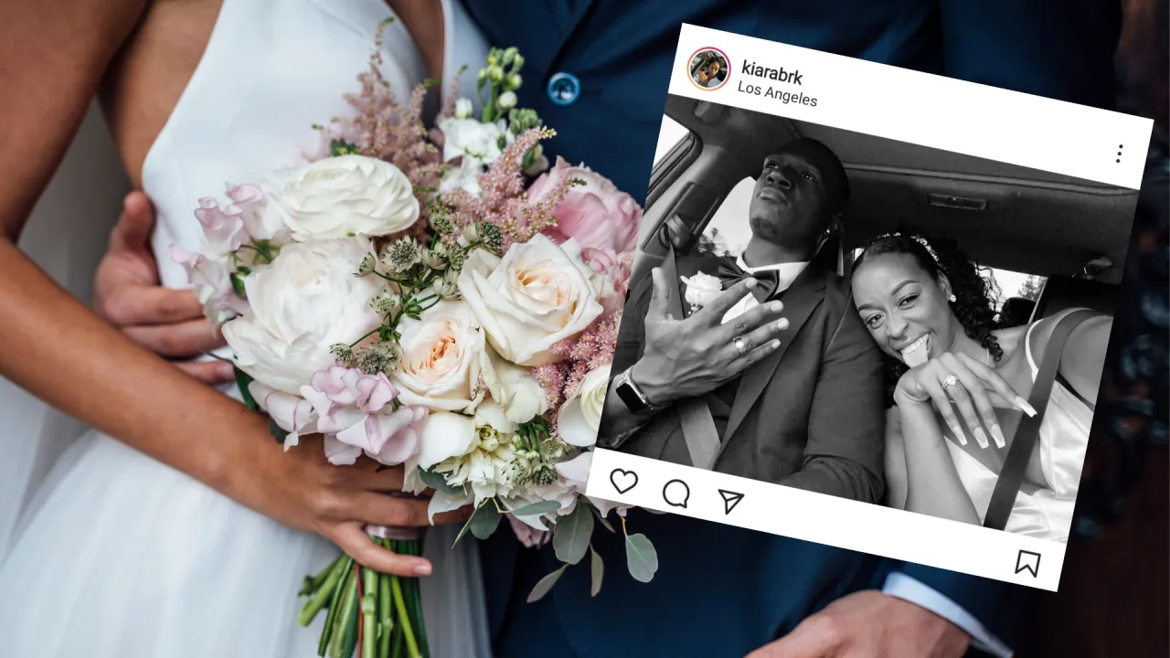 Para młoda analizująca umowę z organizatorem wesela