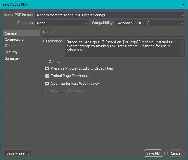 Eksport PDF Photoshop ustawienia spadów