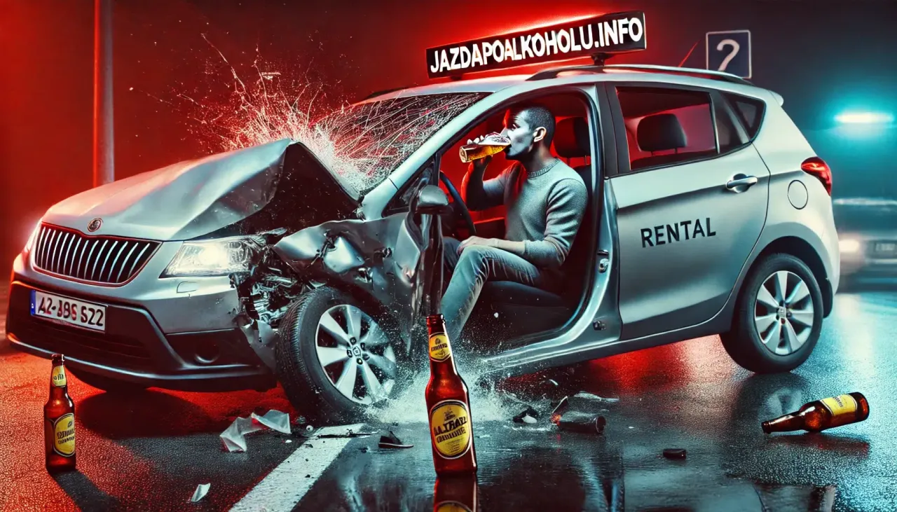 Wypadek po alkoholu. Kierowca pije piwo za kierownicą, a samoch&oacute;d jest rozbity. Czy 0 2 promila to dużo alkoholu?