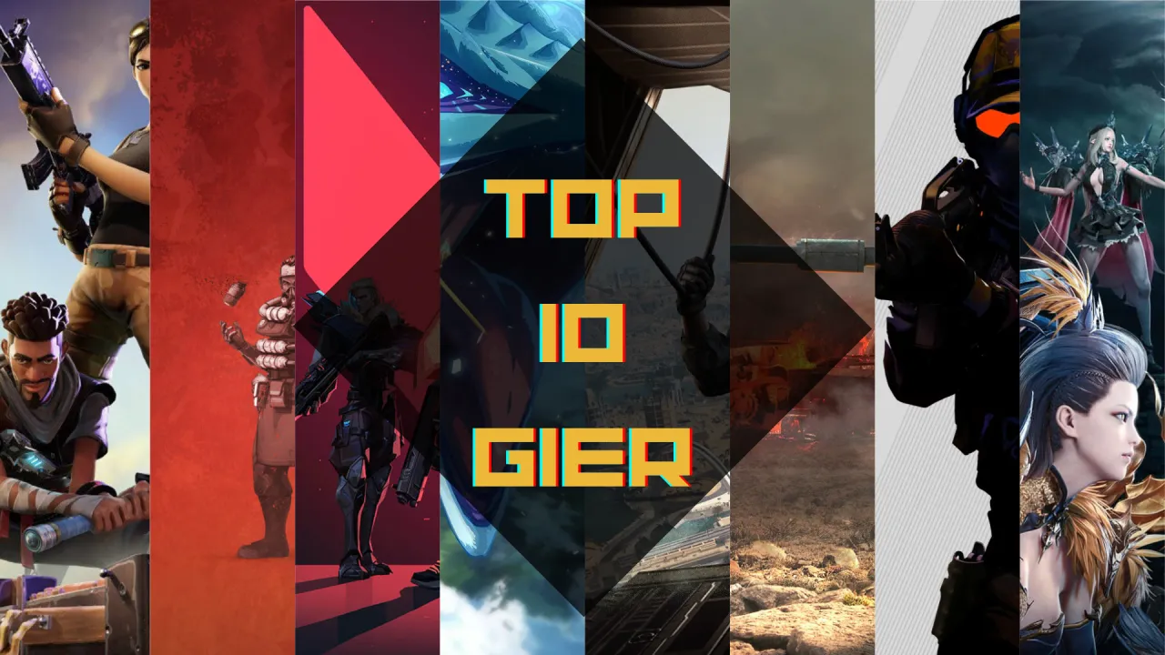 Loga popularnych gier Free-to-Play (np. Fortnite, League of Legends, CS2, Valorant)