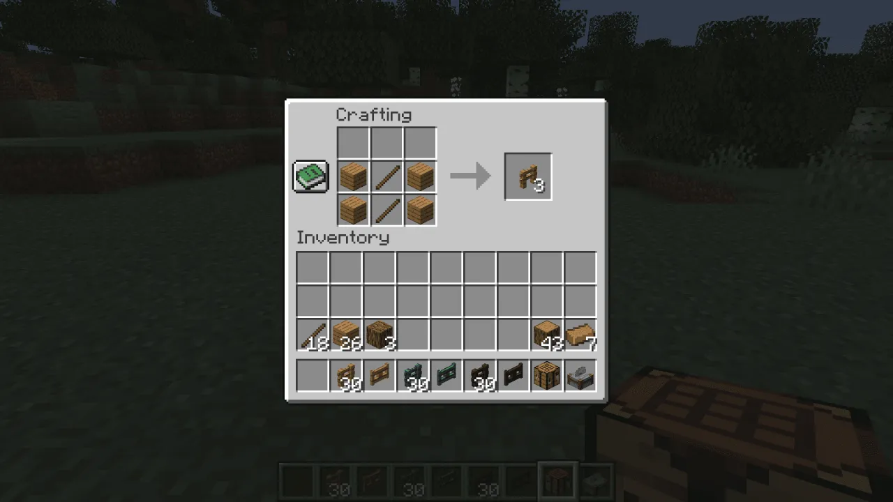 Minecraft crafting table wooden fence recipe