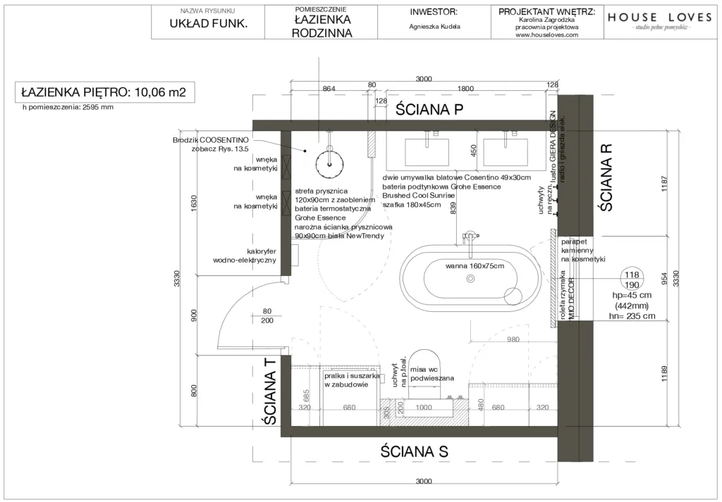 Rozkład łazienek w domu schemat