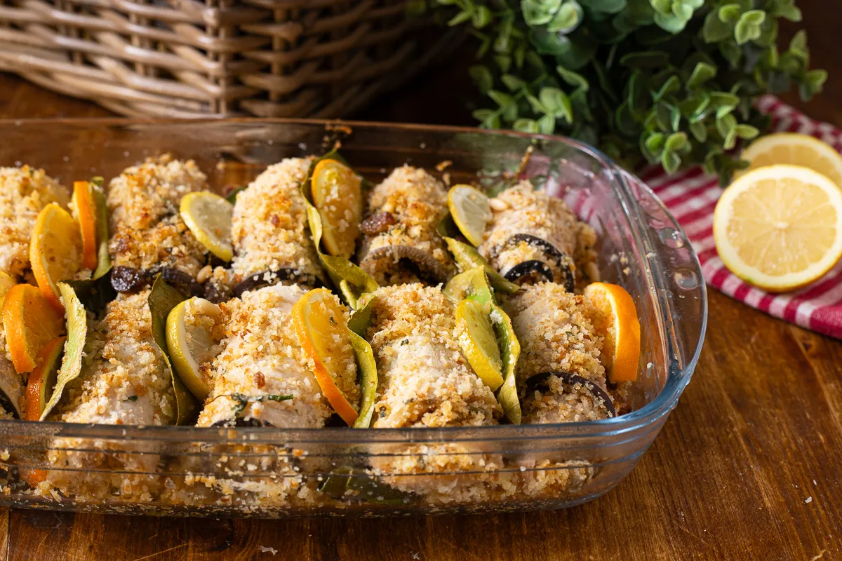 Involtini di pesce spada agrumi pistacchi