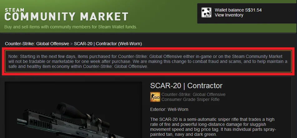 Steam Market CSGO skins trading