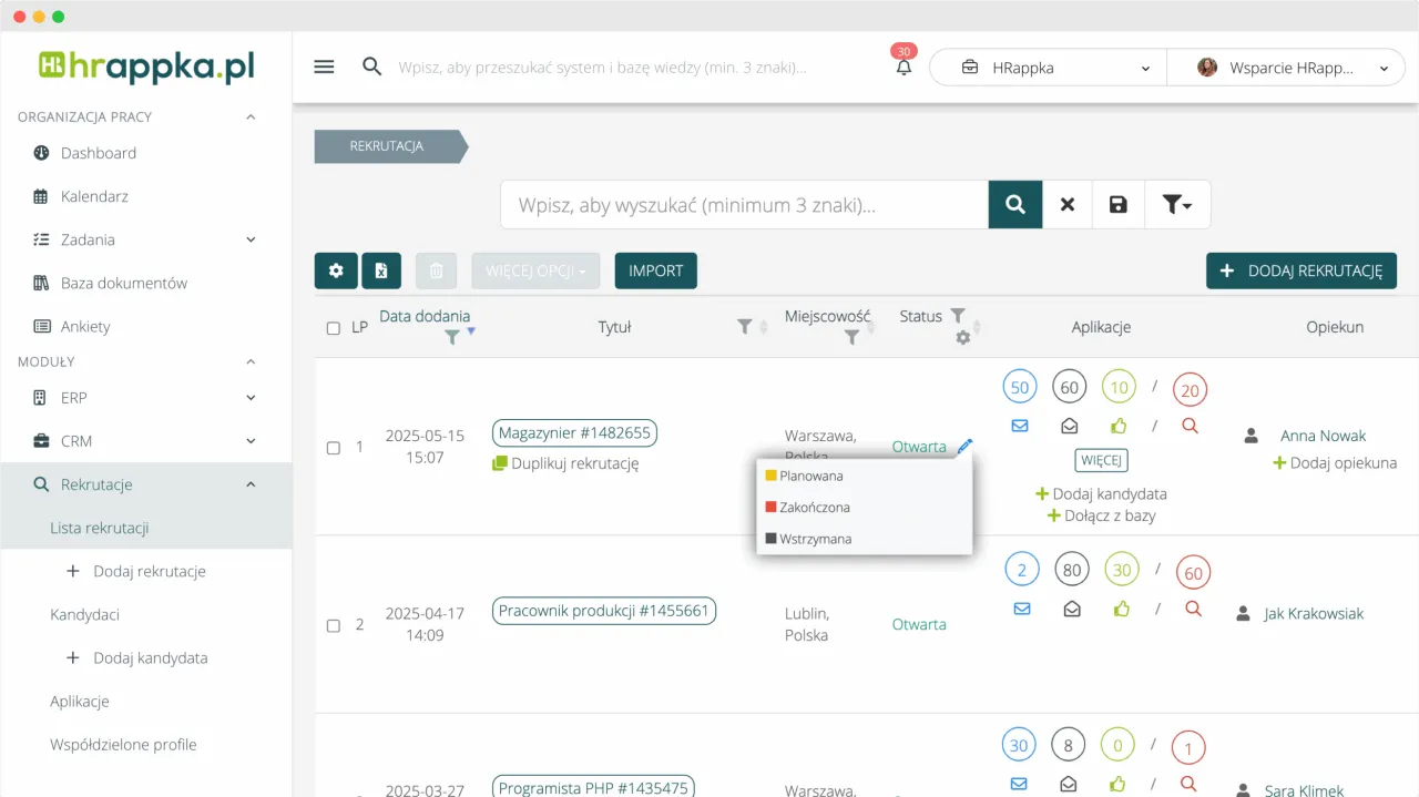 Lista dokumentów rekrutacyjnych