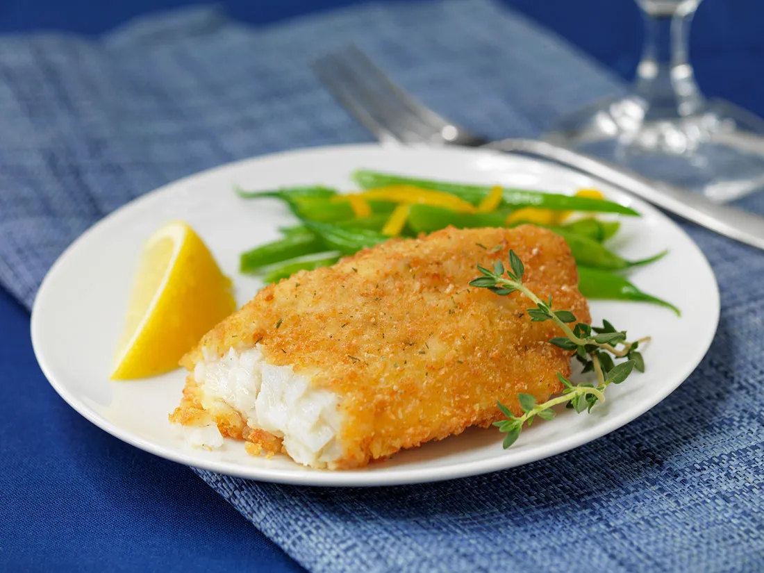 idealnie usmażony filet z dorsza, różne grubości