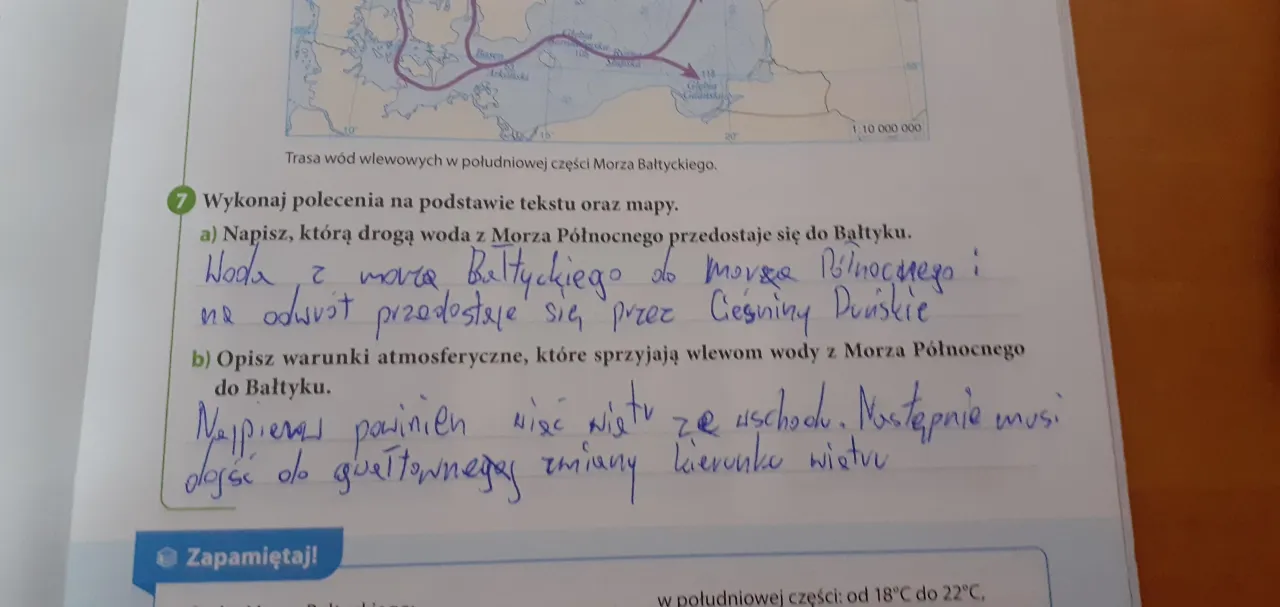Wlewy słonej wody do Morza Bałtyckiego z Morza Północnego schemat