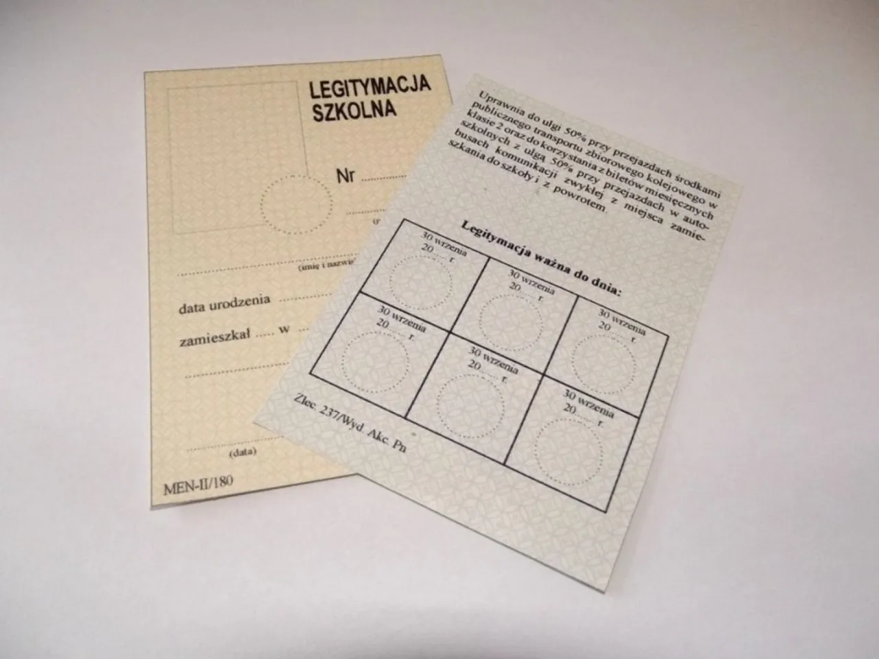 legitymacja szkolna awers rewers