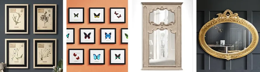 Rysunek ramy lustra prosty i zdobiony