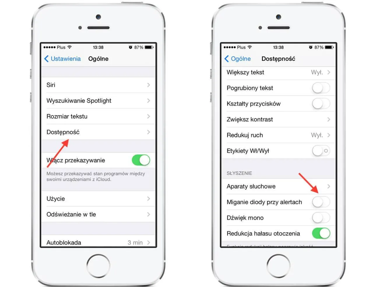 iPhone z migającą diodą LED powiadomienia