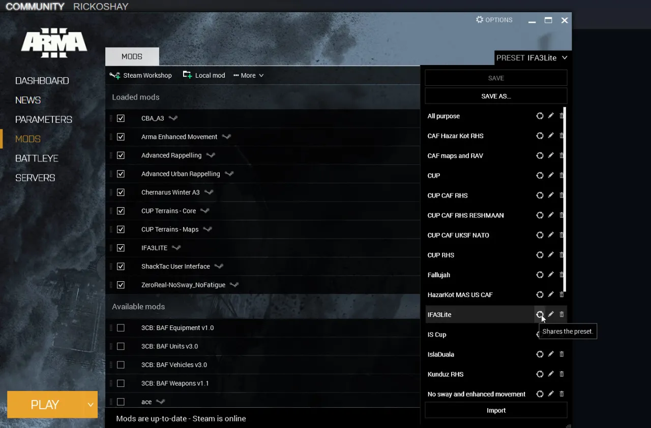 Arma 3 Launcher zarządzanie modami