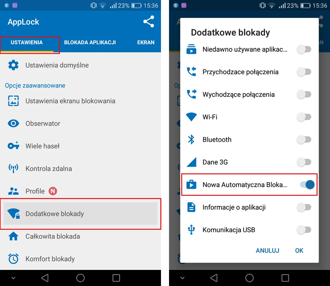 Blokada aplikacji Android