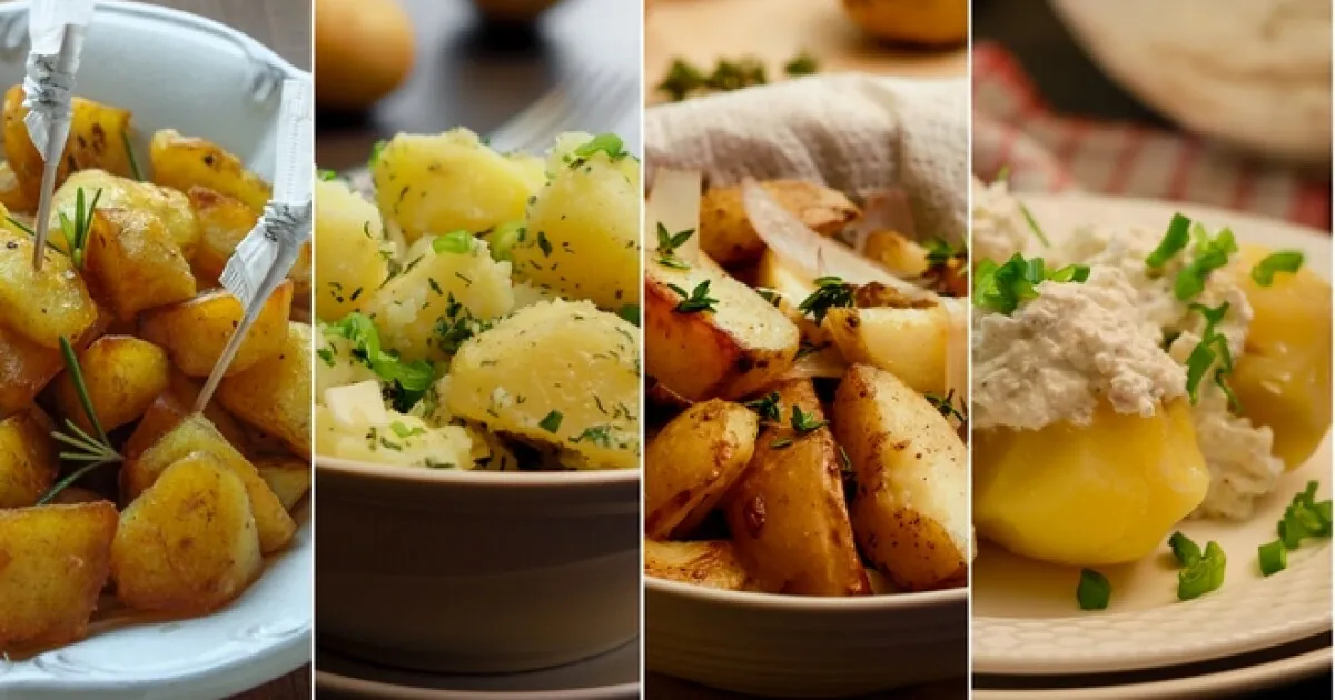 różne formy ziemniaków na talerzu