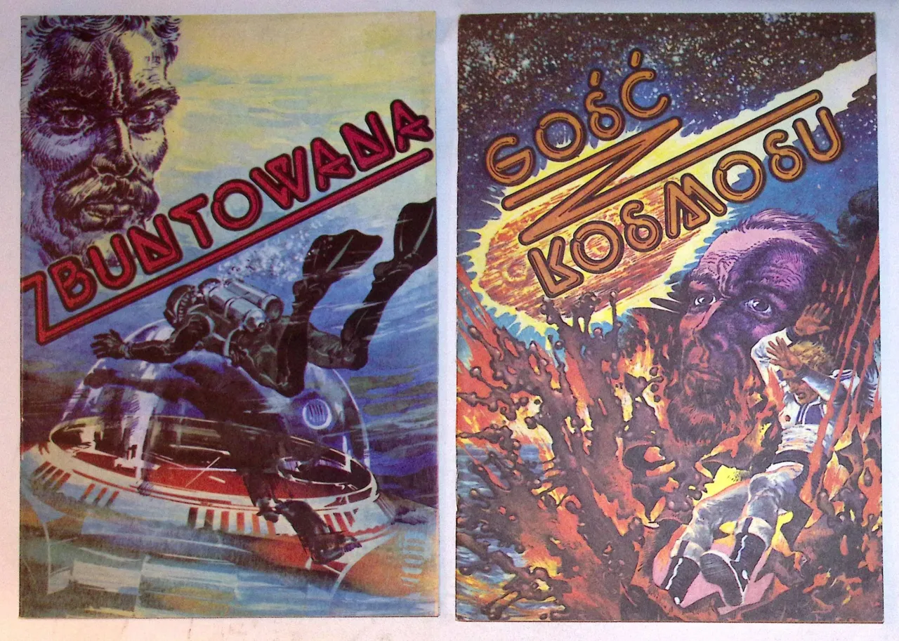 Dwa okładki komiksów science-fiction: