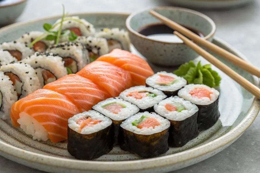świeży łosoś do sushi i tuńczyk