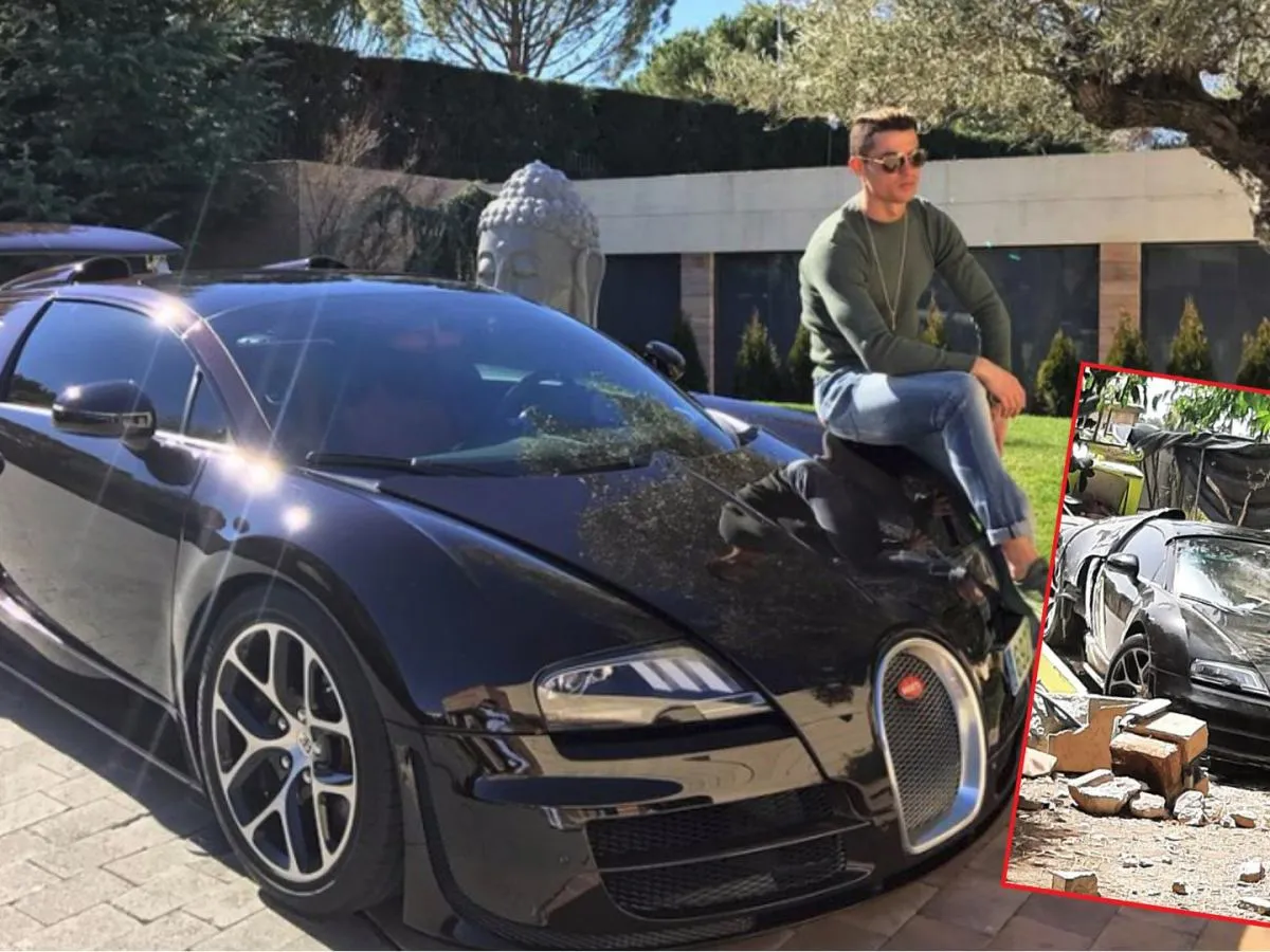 Cristiano Ronaldo przy samochodzie Bugatti