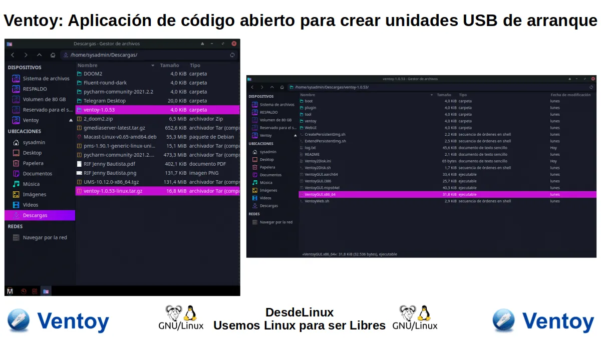 Interfejs programu Ventoy